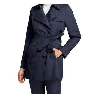 Lands End Women’s Navy Trenchcoat Size 4P Petite